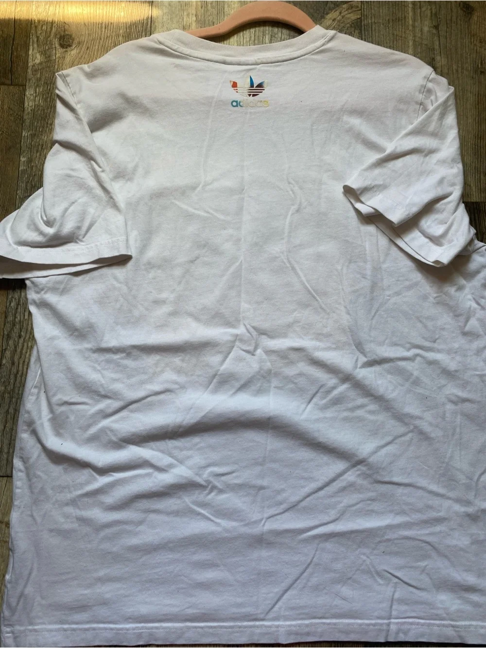 adidas White Tee with Multicolor Trefoil Print - Picture 3 of 3